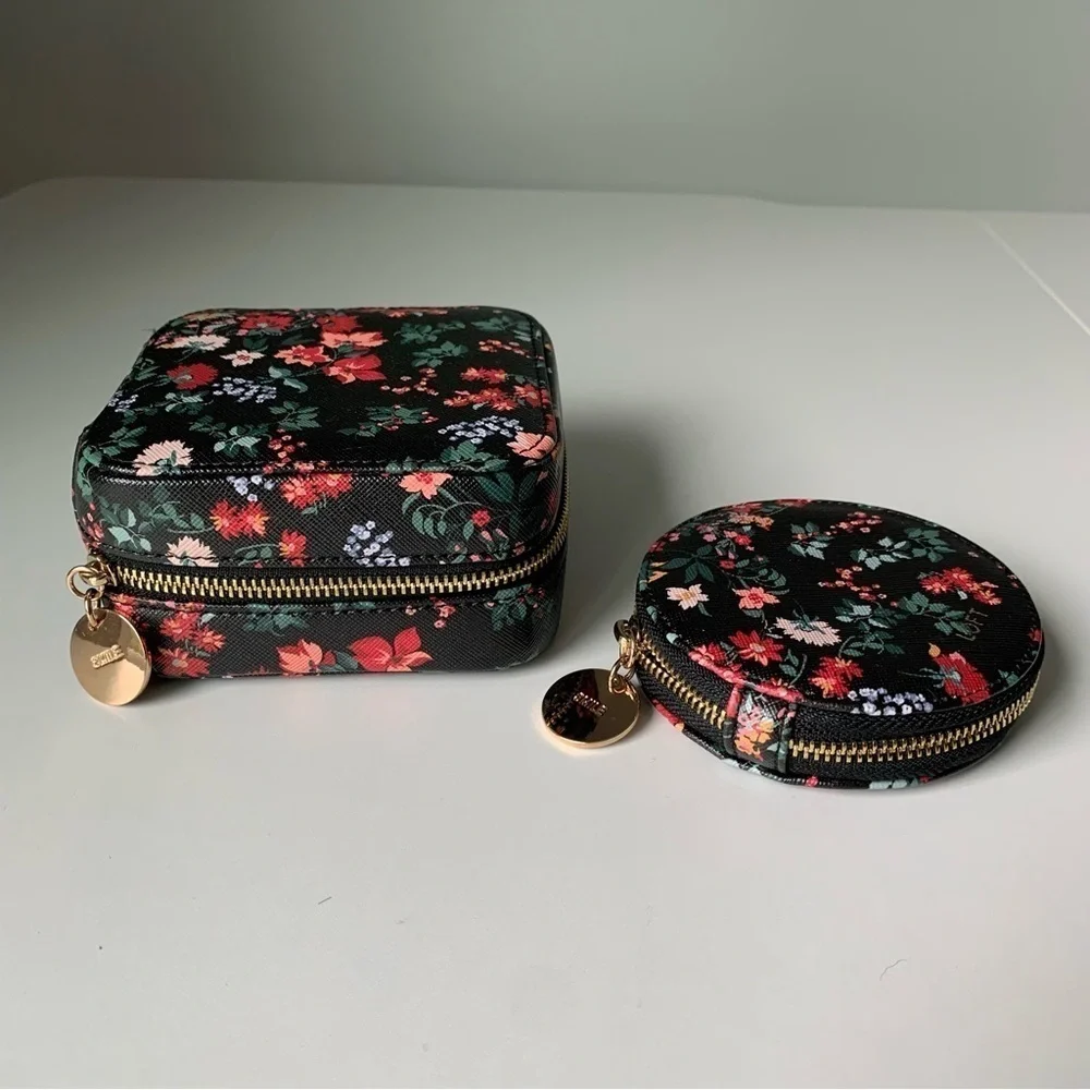 Ann Taylor LOFT Floral Jewelry Box with Mini Mirror